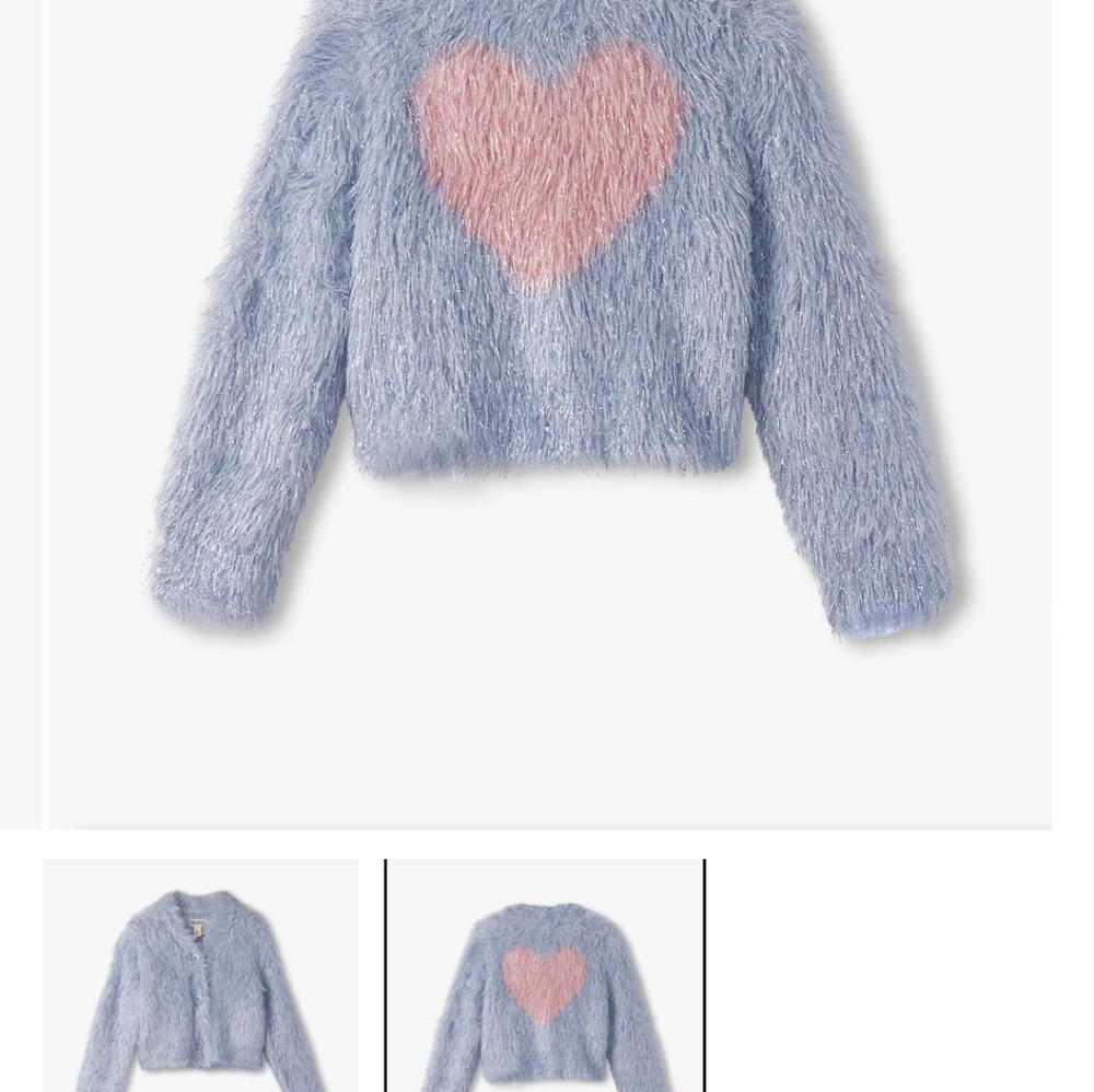 Hatley Fuzzy Blue Sweater with Pink Heart